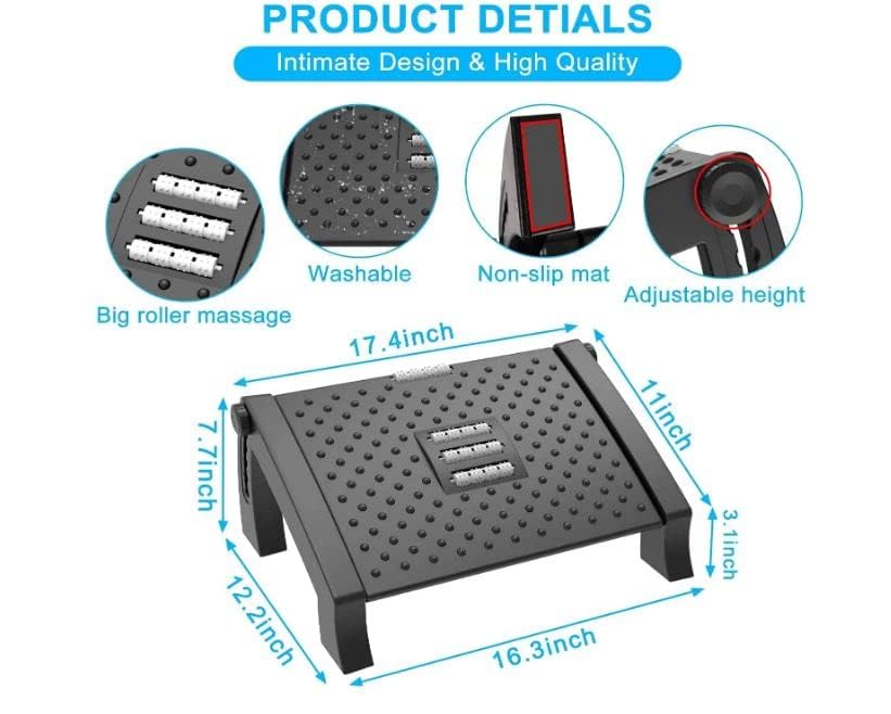 Foot Rest for Ergonomic Desk at Work,Ergonomic Desk Footrest with Massage Function,6 Adjustable Height Non-Slip Foot Stools for Office,Home,Travel (MO-01) Foot Rest for Ergonomic Desk at Work,Ergonomic Desk Footrest with Massage Function,6 Adjustable Height Non-Slip Foot Stools for Office,Home,Travel (MO-01)