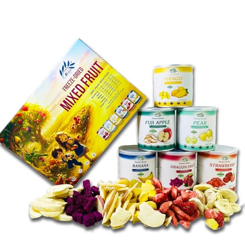 Image of CHAVI Freeze Dried Fruits - Mixed | 6 in 1 | No Added Sugars or Preservatives - Non-GMO, Vegan, Gluten-Free | Gift Box | 230 g | 8.1 oz | 6 Cans