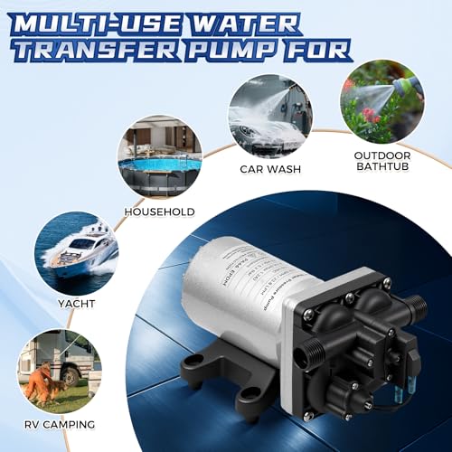 Image of [Upgraded Version] 110V AC Fresh Water Pump, 6GPM 75 PSI Self-Priming Diaphragm Water Pump with Power Plug, Pressure Switch, Brass Connector and Strainer, for Kitchen Bathroom Garden Hose