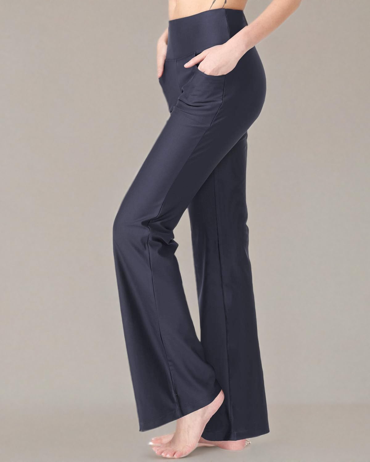 Zeronic Bootcut Yoga Pants for Women with Pockets High Waisted Workout Running Pants Tummy Control Long Bootleg Work Pants - Image 6