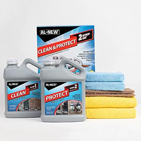 AL-NEW 2 Step Clean & Protect Kit | Clean, Restore, & Protect Your Outdoor Patio Furniture, Garage Doors, Exterior Lights, Window Frames, and More (32 Ounce Kit) Cover