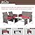 Shintenchi 4-Piece Outdoor Gray Wicker Patio Conversation Furniture Set, Rattan Patio Furniture Set with Weather Resistant Cushions and Tempered Glass Tabletop,Red