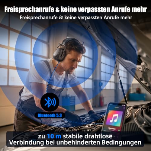 Image of Gardtech Bluetooth 5.3 AM /FM Radio Hearing Protection,29dB SNR Safety Earmuffs with Digital Display, Rechargeable Noise Cancelling Headphones for Mowing, Workshops and Snowblowing Black