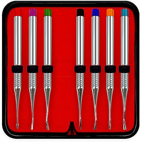 DEXA DENTAL Premium Quality Dental Proximators, Luxating Elevator Set of 7 Pcs One of Each Kind, German Dental Instruments Cover