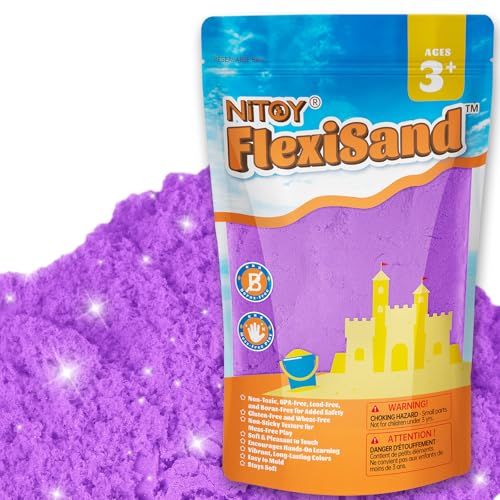 NiToy FlexiSand 2.2Lbs Sand Toy Never Dries Out-Fun for 3 Years and up Kids Bulk Refill for Sensory Sand Box Toys Ideal for Shaping Squeezing and Molding(Purple)