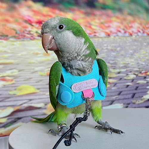 Colete de arnês para pássaros, traje de vôo de papagaio com coleira para periquitos, calopsitas conu