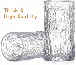Cididu Set of 6 Textured Drinking Glasses, 12 oz Embossed Highball Water Glasses, Iced Tea Beverage Glass Thick Heavy Base, Vintage Glassware Sturdy Drinkware for Juice, Milk, Coffee, Dishwasher Safe
