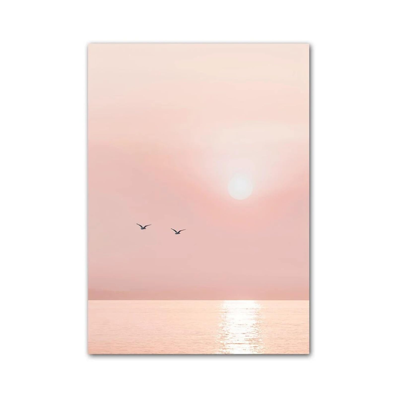 Affiche de plage rose rétro avec van et flamant pour illuminer un salon estival