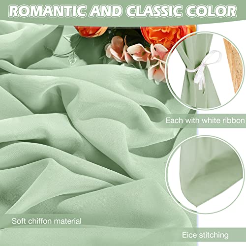Chumia 24 Pack Chiffon Table Runners Romantic Sheer Table Decorations Long Tulle Runner For Wedding Bridal Shower Party Supplies Decor, 118 X 12 Inches (Green) #TOP2