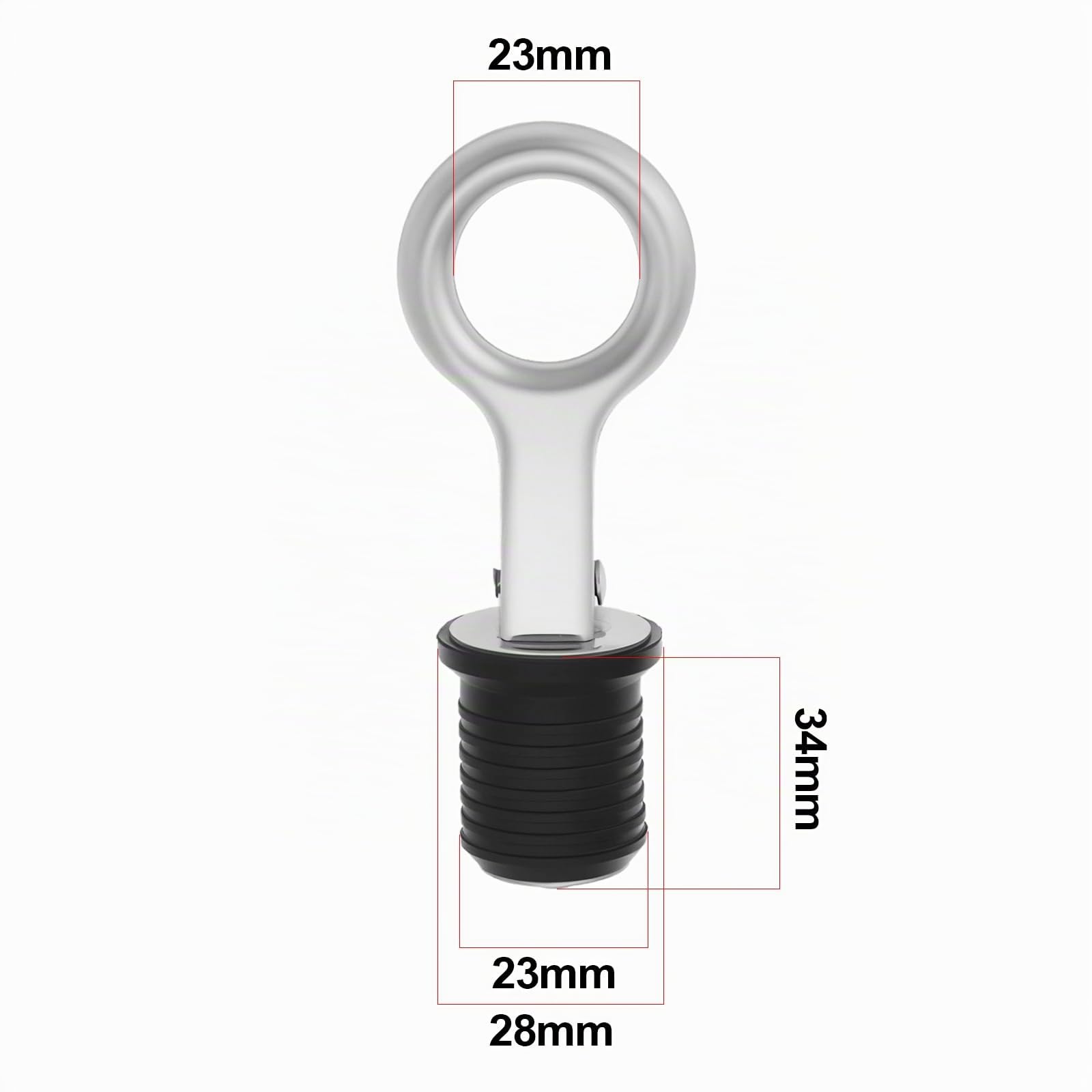 EMSea Lot de 2 bouchons de vidange en caoutchouc pour bateau - 23 mm - En acier inoxydable - Avec poignée en acier inoxydable