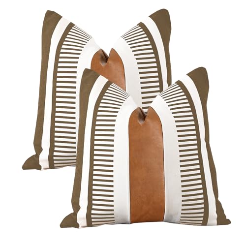 Vfuty Pack of 2 Farmhouse Decorative Throw Pillow Covers 18x18