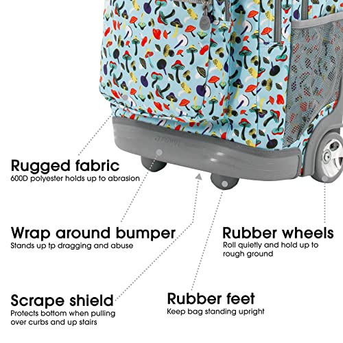 Image of J World Sundance Laptop Rolling Backpack for Girls Boys. Roller Bookbag with Wheels, 20 Inch, Skyshroom