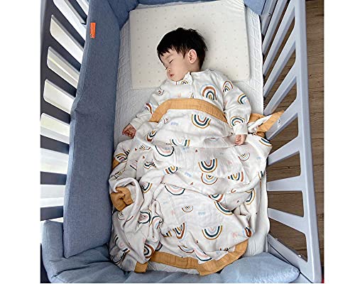 Image of Rainbow Muslin Quilt Baby Blanket - Silky Soft and Breathable Summer Blanket for Toddler - Oversized 47 inch x 47 inch - 2 Layers Muslin Swaddle Blankets for Baby Boy and Girl (B Rainbow)