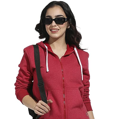 Image of PINACOLADA Women's Zip-Front Hoodie with Angled Open Pockets for Casual Wear | Hooded Neck | Long Sleeve | Zipper Closure | Cotton Sweatshirt Crafted with Comfort Fit for Everyday Wear