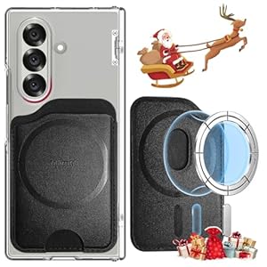 Miimall Mag-Safe Wallet für Samsung Galaxy S25 S24 FE/Plus/Ultra/Z Fold 7/iPhone 17 16 15 Serie, Slim Leder Mag Safe Wallet 3 Kartenhalter Handy Magnetisch Card Holder für Handy-Schwarz