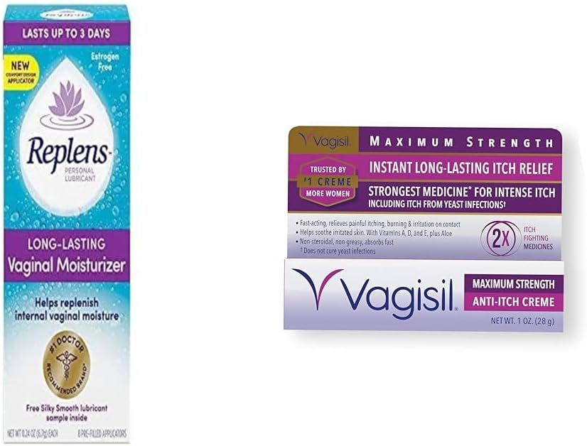 Vaginal Moisturizer 8ct Bundle with Vagisil Maximum Strength 1oz Anti-Itch Feminine Cream