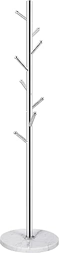 Miniatura 10 de Perchero de metal de acero inoxidable 304 sólido, base de mármol natural puro, 8 ganchos para colgar ropa, sombreros, bolsas