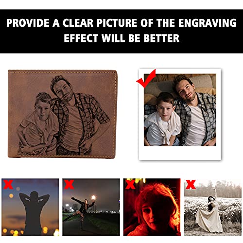 Qingxily Custom Wallets for Men,Personalized Leather Wallet Engraved Picture Text,Customized Gifts for Fathers Day,Birthday,Anniversary2