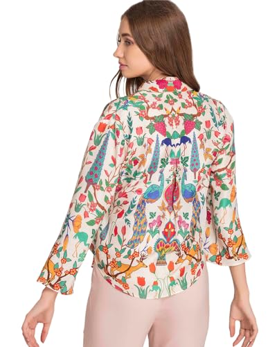 Image of EYEBOGLER Womens Floral Print Long Sleeves Trendy Modern Fit Fashion Top