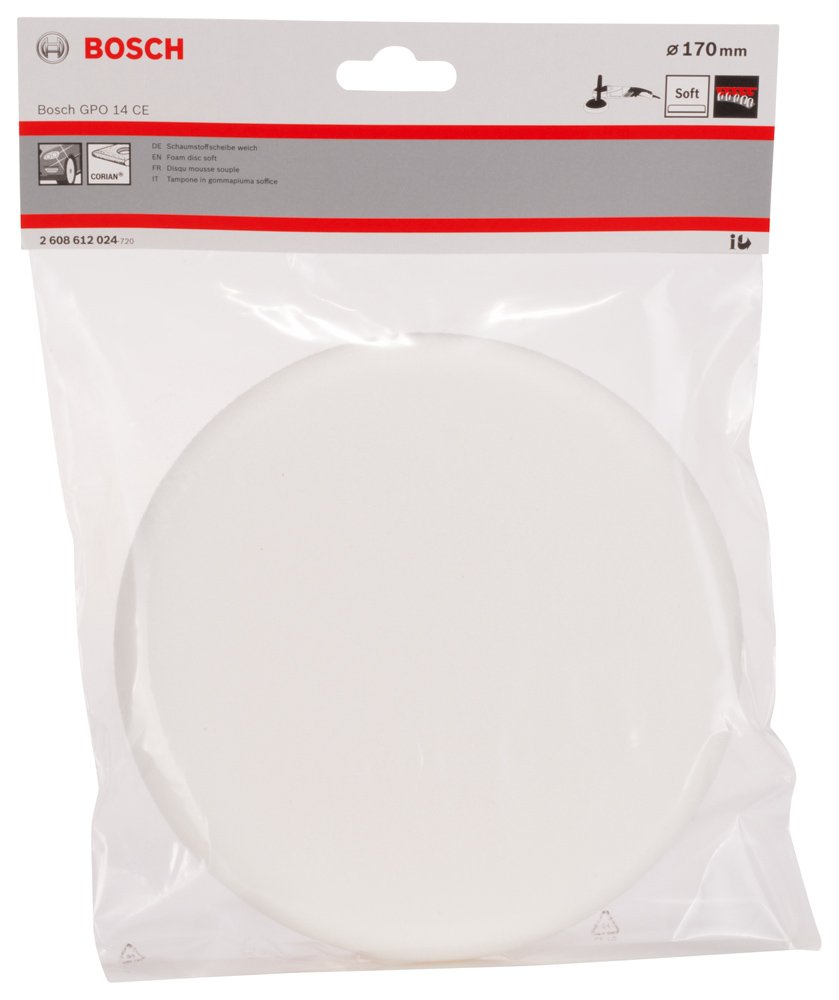 Bosch 2 608 612 024 - Esponja de pulido, diámetro 170 mm, color blanco