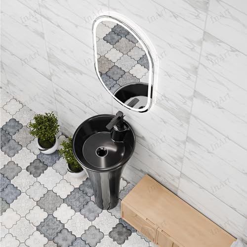 Image of InArt Ceramic Design Pedestal Free Standing Oval Wash Basin for Living Room and Bathroom (Black)