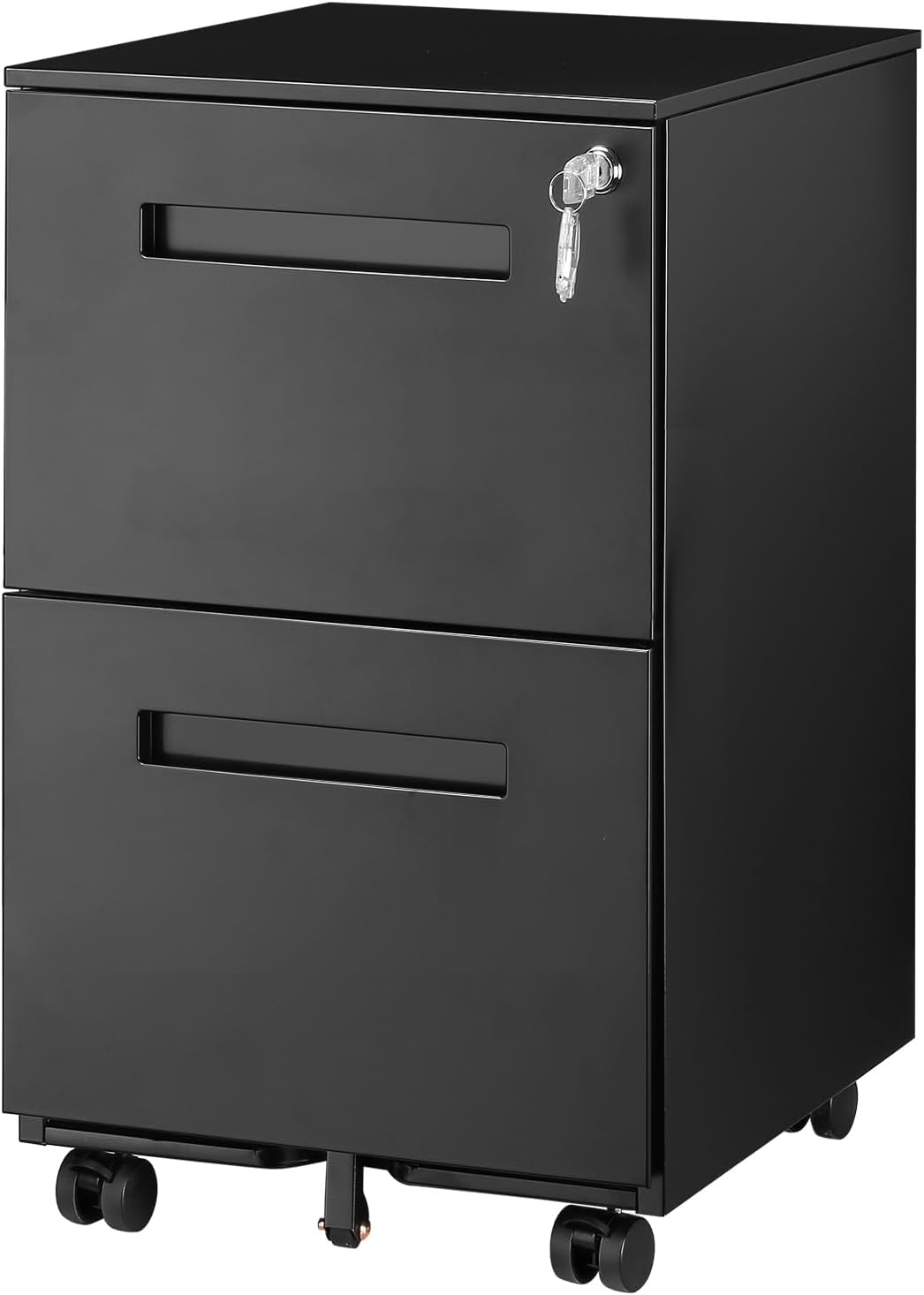 Godappe 2 Drawer Mobile File with Lock, Under Desk Rolling Vertical Filing
