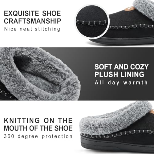 Image of ATHMILE Slippers for Men Warm Moccasin Memory Foam House Shoes Indoor | Outdoor Fuzzy Plush Fluffy Lined Clog Wide Slip-on Loafer for Home Bedroom Dad Gifts