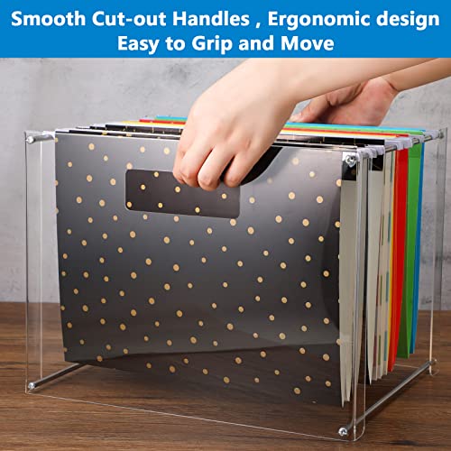 Qunclay Hanging File Organizer Box Acrylic File Folder Organizer With Handles, Clear File Storage Organizer For Letter File Folder, For Letter/ A4 Decorative Office Supplies (With Protective Film) #TOP4