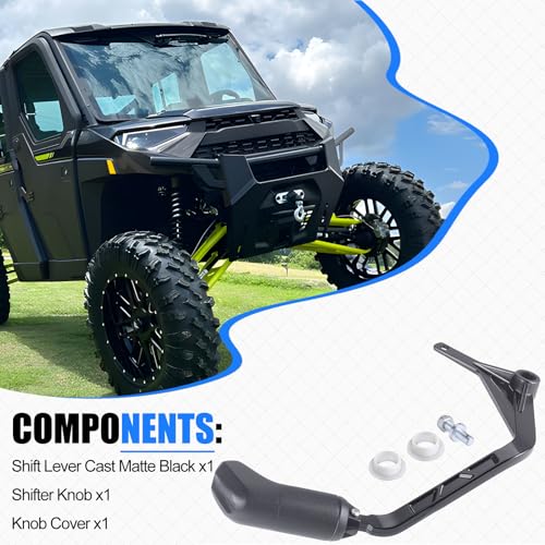 Image of Shift Lever Cast Matte Black & Knob Kit for Polaris Ranger 1000 Crew XP PRO XD 2018-2025 5639439-458 5634266-458 5633821-458