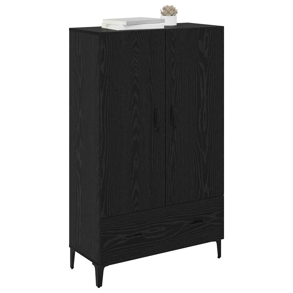 Wysoka szafka z szufladą Czarny Dąb 70 x 31 x 115 cm nowoczesna szafka do salonu z drewna inżynieryjnego pojemna komoda z szufladami do przechowywania