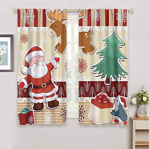 Curtains for Kitchen Christmas Decorations Collection Cute Santa with Reindeer and Penguin Toys