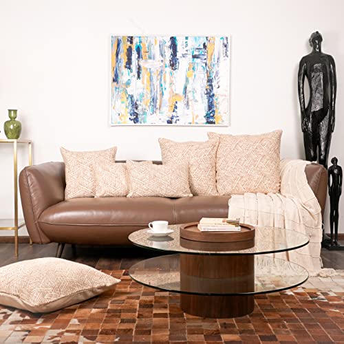 Kema Decorative Cotton Textured Linen Square Throw Pillow Cases 20 By 20 Inch Protectors Cushion Covers For Sofa Natural Beige Linen 20X20 Inch Pack Of 2 #TOP5