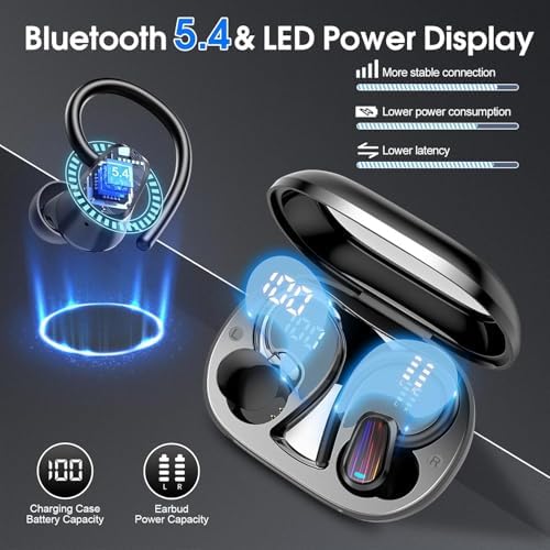 Wireless Earbuds, 50H Bluetooth 5.4 Headphones Sport, HiFi Stereo Sound — view 5