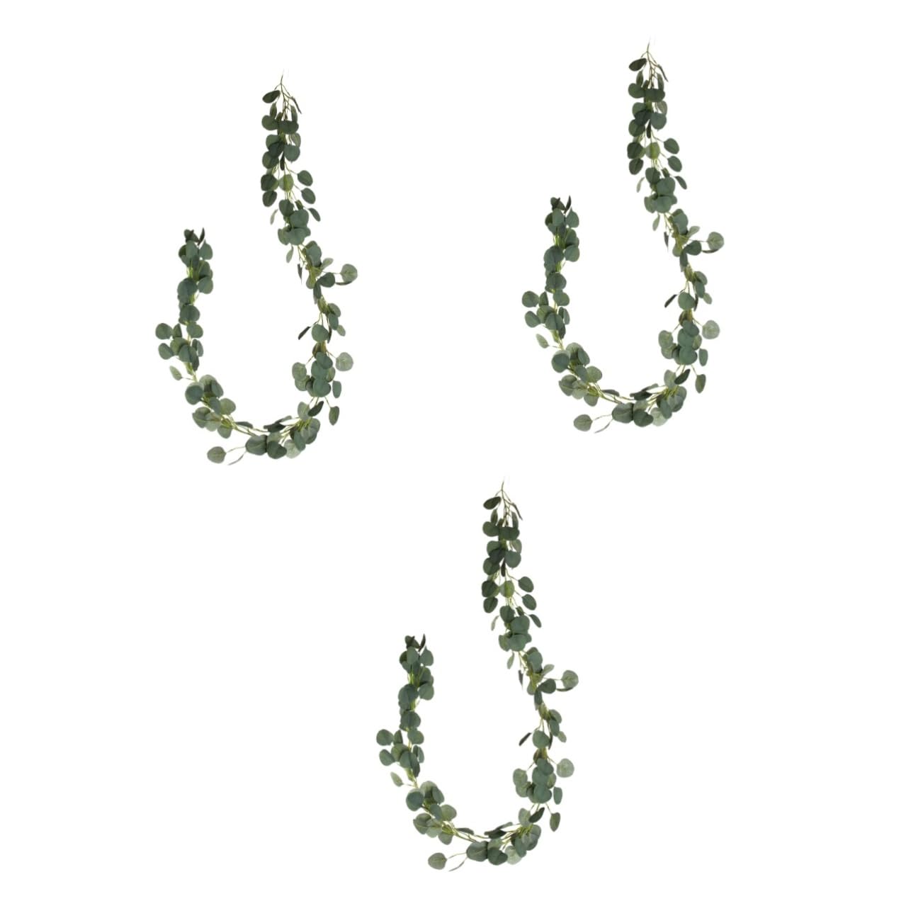 MAGICLULU 3 Stück Simuliertes Eukalyptus-Rattan Stiele gefälschte Outdoor-Pflanzen Girlanden hängende Rebe kunstpflanze Künstliche Pflanzengirlande Weinreben Girlande Green