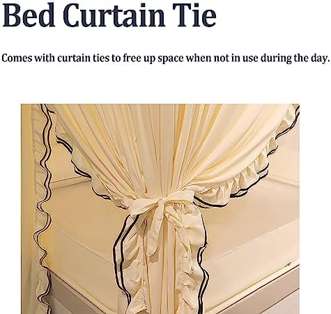 Bed Netting Canopy for Girls Mosquito Net Bed Frame Curtain Brackets 4 Corners Post Bed Curtain Canopy for Bedroom Decoration,Yellow,Queen,Yellow-Twin