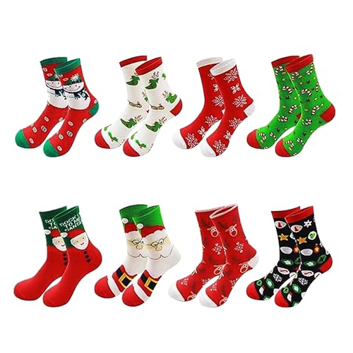 YOOSI 8 Pares calcetines navidad, Calcetines de Invierno Navideños, Lindos Calcetines con Tema Navideño, Calcetines de Navidad para Mujer, Gran Regalo para Familiares y Amigos