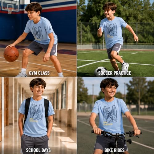 Image of New Balance Boys Athletic Shorts Set - 2 Piece Cotton Blend Jersey Shirt and Active Basketball Shorts for Boys