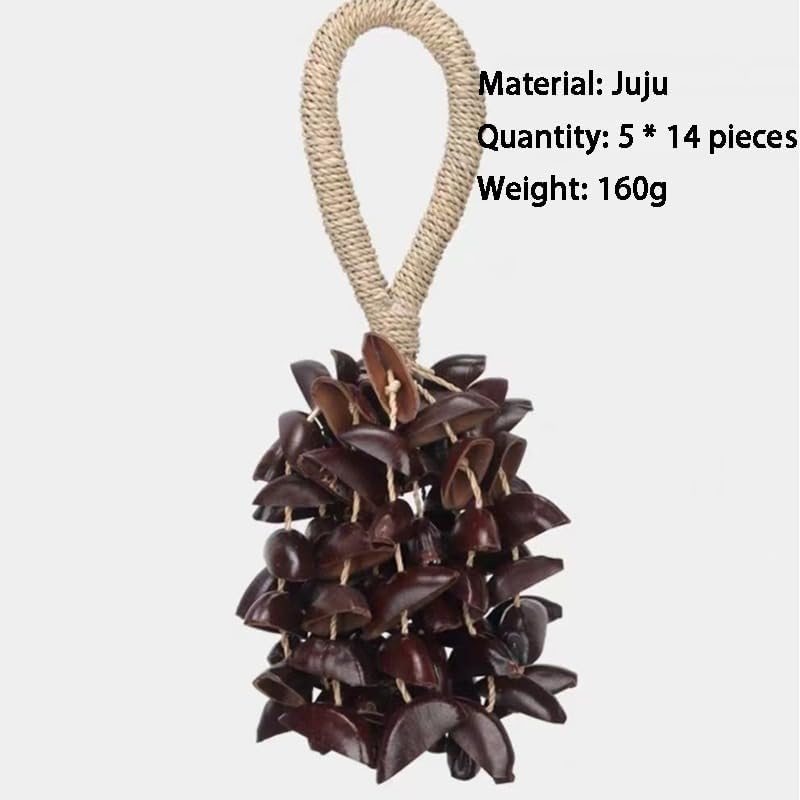 Hand Bell Percussion Instrument - Natural Nut Meditation Sound Bell | Ethnic Rhythm Chime Diapason Style, Handheld Acoustic Shaker for Sound Healing, Yoga Space, Outdoor Wind (Juju Large)