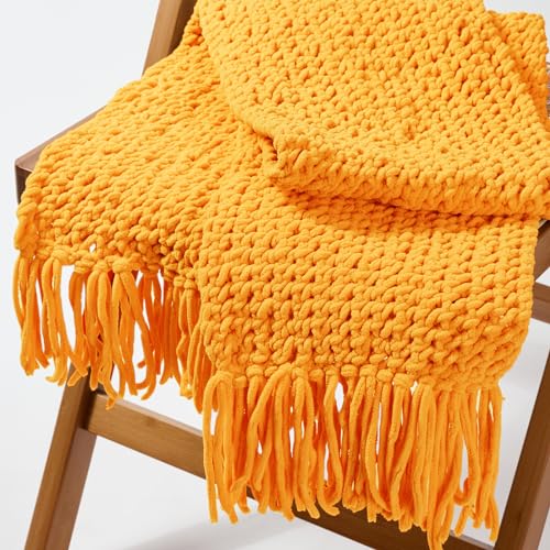 Image of INNDUN Blanket Yarn 3 Pack of 100g /3.5oz - Yellow Chenille Yarn 6 Super Bulky - Knitting, Crocheting & Crafts Chunky Yarn