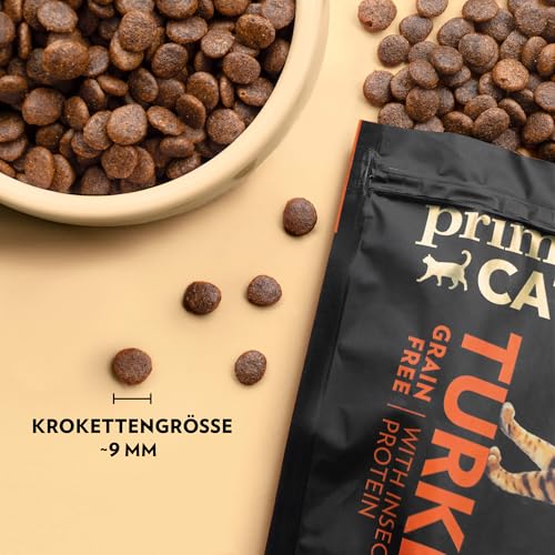 PrimaCat - Getreidefreies Trockenfutter für sterilisierte Katzen, Geschmacksrichtung Truthahn und Insekten, 400 g