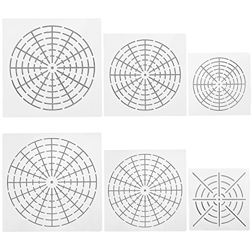Whaline 6 Pack Mandala Dotting Stencils Mylar Painting Templates for Rock Painting Furniture Cards Canvas Wood, 8/12/ 16 Segment