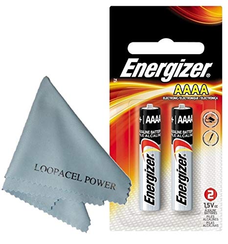 My Battery Supplier 4 Pack 2X2 Energizer Aaaa Alkaline Batteries - With Loopacell Brand Microfiber Cleaning Cloths Ultra Smooth #TOP1