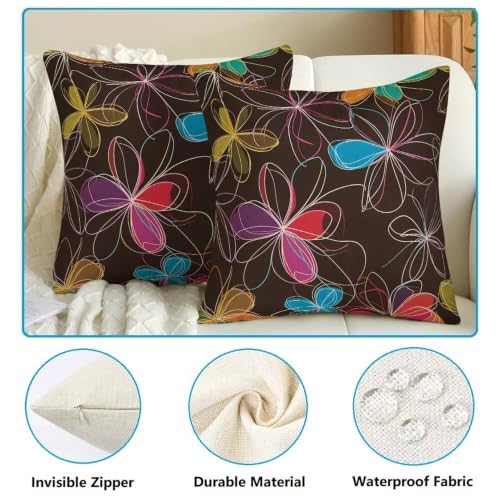 Housse coussin fleur marron café 35x35 protégeant vos sièges de la pluie - 7