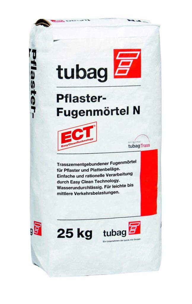 PFN Pflasterfugenmörtel N 25kg, tubag, Trasszement, hellgrau, Fugenmörtel für Außen und Innen, easy clean technology, einfache und rationelle Verarbeitung garantiert