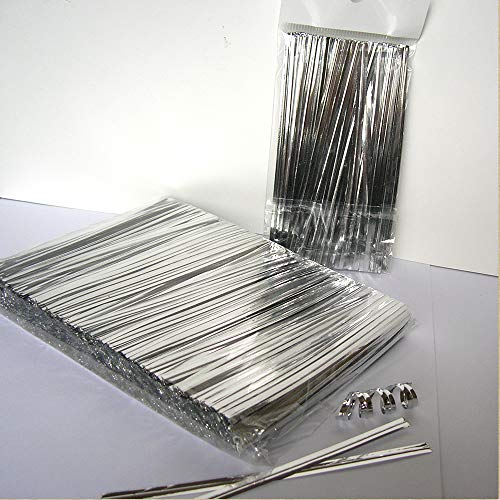 Weststone 100pcs 4" Silver Metallic Twist Ties foil Twist Ties for Cello Bags Treat Bags in Birthday Party Wedding Party - Thumbnail 3