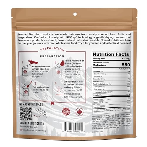 Image of Nomad Nutrition CALI Breakfast Bowl | Instant Freeze Dried Backpacking & Camping Food | Plant-Based, Non-GMO Hiking Meals with High-Energy, Vegan, Gluten-Free | 112g - 4 Pack