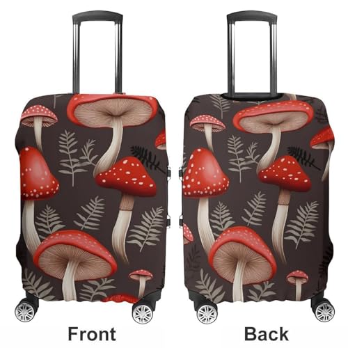 Red Mushrooms Luggage Covers Tsa Approved Suitcase Cover Elastic Washable Luggage Sleeve Carry on Cover Protector Anti-Scratch Suitcase Protector Fits 19-30 Inch Case(XL)3
