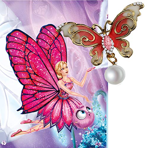 Image of FEELMEM Crystal Rhinestone Butterfly Brooch Pin Blue Color Butterfly Brooches for For Women Girls Wedding /Banquet /Birthday Party (Pink pearl)