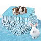 BNOSDM 12Pcs Guinea Pig Plush Pads, Reusable Rabbit Sleeping Floor Mats with Edging, Washable Guinea Pig Fleece Cage Liners, Soft Warm Bunny Bedding, Cage Pad for Small Animals (11.8", Blue)