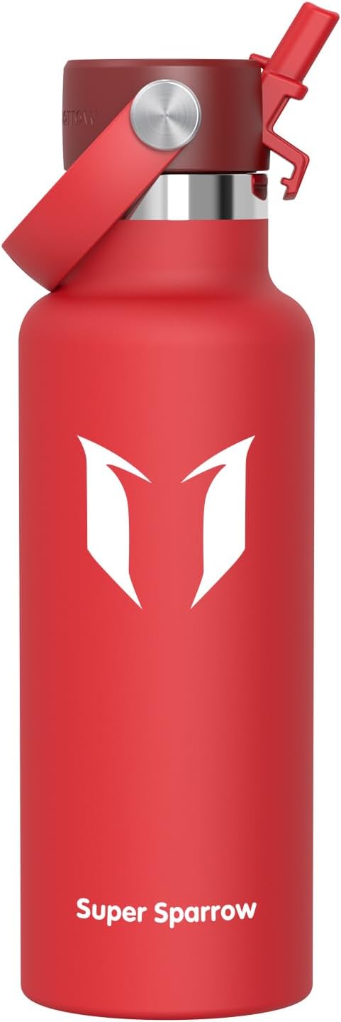 Sparrow Insulated Water Bottle - 350ml/500ml/750ml/1L/1.2L - FlipFlow Metal Water Bottles with Straw Lid - BPA Free - Leakproof Stainless Steel Flask for Sport, Gym, School, Outdoor, Travel — image 49